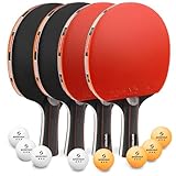 Sportout Table Tennis Bats, Portable Table Tennis Set, Ping Pong Bats for Outdoor Indoor Table Tennis Table with 3-Star Ping Pong Balls, High-Performance Paddle, Compact Storage Case (4-player set)