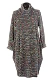 TEXTURE Ladies Women Italian Lagenlook Long Sleeve Cowl Neck 2 Pocket Fleck Tweed Tulip Dress One Size (UK, Alpha, One Size, Regular, Regular, Dark Grey)