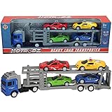 Atoz Heavy Load Transporter & 4 Cars, Blue