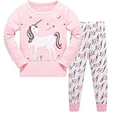 TEDD Girls Christmas Pyjamas Set Toddler Clothes 100% Cotton Sleepwear Animal Printed Pink Unicorn Nightwear Winter Long Sleeve, 02 Unicorn, 7-8 Years