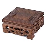 Luqeeg Wooden Display Stand - Wood Pedestal Stand, Square Teapot Vase Bonsai Base for Home Office Decoration(10x10x3.7cm)