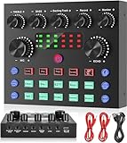 Audio Interface Podcast Equipment Bundle,focombance Bluetooth DJ Mixer Audio Streaming Mixer Podcast Production Studio Equipment Gaming PC Phone Record Live Card Sound Board Voice Changer YouTube
