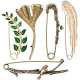 5 Pcs Decorative Safety Pins Big Safety Pins Heavy Duty Clothing Accessories Extra Large Bronze Clips for Clothing Giant Retro Hat Pin Sweater Lapel Clips Shawl Pin Vintage Brooch for Women