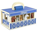 Bandai Breyer Wooden Stable Horse Playset 6 Stablemates 10cm 1:32 Scale Breyer Horse Toys Wood Carrying Stable Plastic Animal Figures Make Great Horse Gifts For Girls And Boys