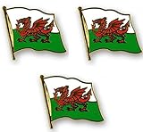 set of 3 x Flag of Wales Pin Badges