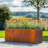 100cm/75cm Corten Steel Trough Planter | Pre Rusted | Flatpacked | Easy To Assemble | No Fixings Needed (L75cm x W32cm x H32cm)