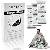 MIXIAO Emergency Foil Thermal Blanket (Pack of 6), Survival Blankets Perfect for Outdoors, Hiking, Survival, Marathons or First Aid (Silver Pack of 6)