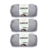 Caron Simply Soft Party Silver Sparkle Yarn - 3 Pack of 85g/3oz - Acrylic - 4 Medium (Worsted) - 164 Yards - Knitting, Crocheting & Crafts