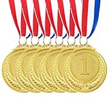 ZEYIYER 6 PCS Gold Medals for Adults, Olympic Style Winner Medals for Children,1st Gold Medal Winner Medals for Sports Competition, Award Ceremony Party