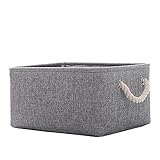 CREADARD Fabric Storage Basket, Foldable Linen Storage Box for Nursery and Home, Collapsible Canvas Shelf Basket for Wardrobe or Bedroom, Grey