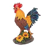 HERCHR Rooster Statue,Resin Chicken Figurine for Outdoor Indoor Decors 10.4x8.7in Decoration Rooster Figurine for Yard, Chicken Sculpture Ornaments for Patio,Backyard