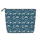 Dinosaur Fossils in Blue Makeup Bags Travel Makeup Pouch Zipper Cosmetic Bag for Women