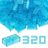 WYSWYG Building Bricks 2x4 Stud 320 Pcs, Transparent Blue, Classic Building Blocks Set, Compatible with Construction Building Blocks.