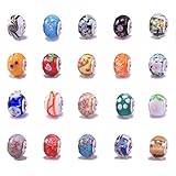 Boolavard 20 Mixed Murano Lampwork Glass Beads - fits Charm Style Bracelets (Core size 5mm)