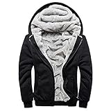 AOTORR Men's Hoodies Full Zip Fleece Jacket Coat Winter Warm Oversized Zip Up Hooded Top with Pockets Black L