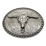 Xwest Silver Longhorn Texas Bull Belt Buckle Cowboy Western Buckles