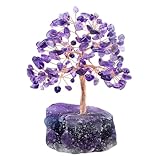 Vegena Amethyst Crystal Tree, Quartz Crystal Tree with Gemstones Base, Natural Healing Crystal Feng Shui Gemstone Money Tree, Amethyst Ornaments for Home Decor Wealth Good Luck(12cm H)