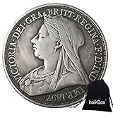 YunBest 1897 United Kingdom Old Coin - British Crown Victoria Queen Coin -UK Old Lucky Coin -Commemorative Coin-Discover History Coins +KaiKBax Bag