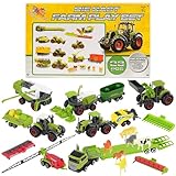 The Magic Toy Shop 22 Pcs Metal Diecast Tractor Set Farm Truck Vehicles Animals Model Kit Playset