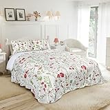 Emma Barclay Poppies Quilted Bedspread Throwover Floral White Poppy Bedding (King)