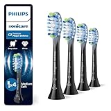 Philips Sonicare C3 Premium Plaque Defence, Genuine Replacement Toothbrush Heads, Black, 4 Pack, HX9044/88