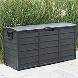Gr8 Garden 300 Litre Black Plastic Storage Box Lid Patio Shed Utility Cushion Chest Wooden Fence Panel Effect Large Truck Indoor Outdoor Furniture
