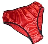 FRANCOIS DE LOIRE RED with Black Trim Pure Silk Satin Vintage School Girl Style Knickers Made in France (XXL fits HIPS 42"/44")