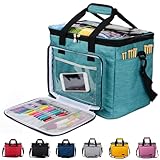 Hoshin Knitting Bag for Yarn Storage, Portable Crochet Tote Bag Yarn Organizer for Crochet Patterns and Hooks, Needles, Skeins of Yarn-Enjoy Knitting/Crocheting Anywhere(Green)