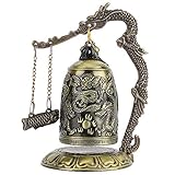 Atyhao Vintage Dragon Bell, Small Carved Bronze Dragon Lock Bell for Feng Shui Ornament, Chinese Arts Crafts Collectibles Desk Decor for Home Office Collectors