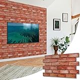 NOVECRAFTO Brick Effect 3D Wall Panels - 20 Sheets Covering 9.22 sqm | 99.2 sqf - Decorative PVC Plastic Cladding Panels - 96 cm x 48 cm | 37.80 x 18.90 in - Reddish Brown Decorative Brick Effect