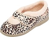 Cosyfeet Snuggly - Leopard Plush - 7-6E - Extra Wide Women's Slippers