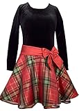 Bonnie Jean Girls' Hipster Special Occasion Dress, Red/Green Plaid, 2 Years