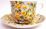 Primrose Breakfast Cup & Saucer Fine Bone China Large Flowers Cup & Saucer Hand Decorated in The U.K. Free UK Delivery