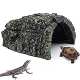 BREUAILY Reptile Rock Hideout Cave Resin Reptile Hide Away Large Terrarium Hideouts Natural Habitat Ornament for Tortoise Bearded Dragon Reptiles Small Lizards