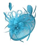 Caprilite Aqua Cyan Sinamay Disc Saucer Fascinator Hat for Women Weddings Headband