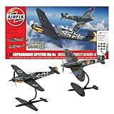 Airfix Gift Set x 2 Kits - Model Plane - A50194 Supermarine Spitfire Mk.Vc and Bf109F-4 Dogfight Double Building Set, 1:72 Scale Kit for Adults & Kids 8+ Models Military Gifts for Men Un-Painted
