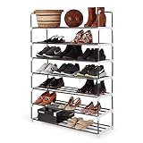 KEPLIN 7 Tier Black Metal Shoe Rack | Space Saving Slim Shoe Storage for Any Footwear, Boot, Trainer, Shoes, | Heavy Duty Shoe Storage | Shoe Organiser for Tidy Wardrobe, Hallway, Bedroom or Bathroom
