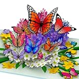 Hartensteler® Butterflies in Nature Pop Up Card - 3D Butterfly Card for Wife, Girlfriend & Mother (Birthday Card, Get Well, Thank You, Anniversary)