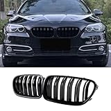 Hengjiayao F10 F11 Kidney Black Front Kidney F10 Radiator Grille for BMW 5 Series F10 F11 M5 2010-2017 F10 Grill Black Glossy Double Slats Grill Front Double Ribs Grill Left Right