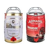 Mini Keg Pair - Bitburger Premium German Pils 4.8% & Adnams Broadside Bitter 4.7% | 2 x 5L Mini Kegs | 8 Pints Per Keg