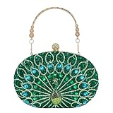 COAIMANEY Women's Vintage Beaded Sequin Peacock Clutch Bag, Ladies Glitter Evening Handbag Shoulder Bag for Wedding Party Prom