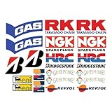 Sticker Kit for Motorcycles 22 Pieces SBK Honda Yamaha Ducati Suzuki BMW Aprlia Sponsors