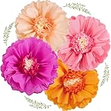 EASY JOY Large Paper Flowers Decorations 20'' Pink Orange Giant Paper Flowers Large Crepe Tissue Flower Decorations for Girls Women Birthday Baby Shower Wedding Wall Decor