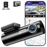 AZDOME 4K Dash Cam Front and Rear, WiFi GPS, Dual Car Camera, Mini Dashcam for Cars with 64GB SD Card, 24H Parking Mode, ADAS, Night Vision, WDR, 170° Wide Angle, G-Sensor, App Control, Max 256GB