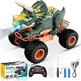 HappyGoLucky Dinosaur Toys for Boys, 1:16 Scale Monster Truck Toys with Spray Roar LED Lights, Rc Car Toys for 3 4 5 6 7 8 Year Old Boys Gifts, 4 5 6 7 8 9 Year Old Boys Gifts Ideas Birthday Presents