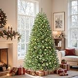 SHareconn 6ft Pre Lit Christmas Tree with 250 Warm White LED Lights, 8 Adjustable Lighting Modes, 778 Branch Tips, Foldable Metal Stand, Artificial Christmas Trees for Home Party Decoration, Green