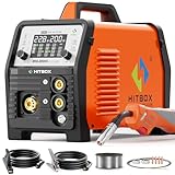 HITBOX MIG Welder 240V, 200Amp 7 in 1 Gas MIG/Gasless MIG/Stick/Lift TIG/Spot Welding/Spool Gun Aluminum Welder Machine, Multi Process Synergy Welding Machine with LED Display Pre/Post Gas(MIG200III)