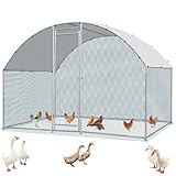 Outopee Large Metal Chicken Coop with Run, Walk-in Poultry Cage with Waterproof Cover & Arc Roof, Heavy-Duty Galvanized Poultry Run Cage for Hens, Ducks, Rabbits, Dogs, 3 x 2 x 2 m