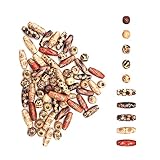 100pcs Natural Printed Wooden Beads,Wooden Beads Macrame Large Hole Beads,Loose Spacer Wood Beads Round Wood Beads for Jewelry Making Bracelet Necklace Hair DIY Embellishment(2 Sizes)