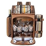 Hap Tim Picnic Basket Backpack for 4 Person with Insulated Leakproof Cooler Bag, Wine Holder, Fleece Blanket, Cutlery Set,Perfect for Beach, Hiking, Camping, BBQs, Family and Lovers Gifts(36079)
